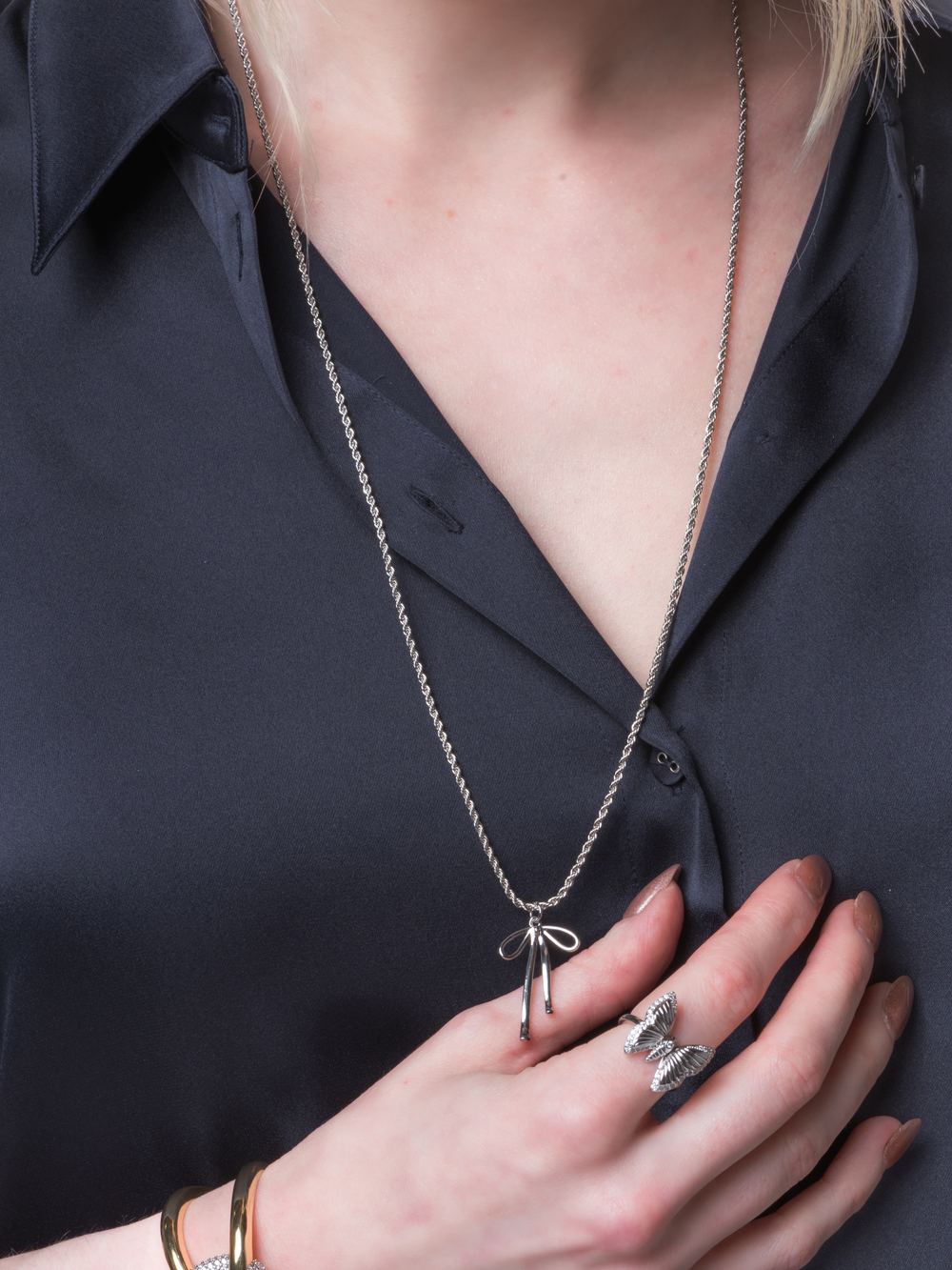 Bella Silver Bow Necklace
