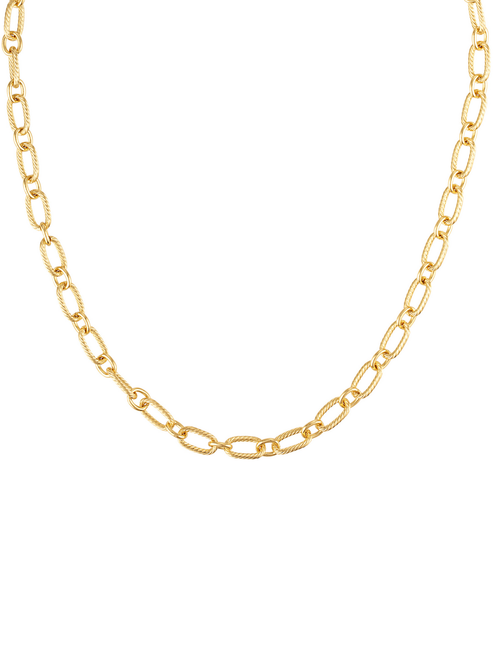 The Bohdi Layering Necklace by Kinsey Designs features gold oval links, displayed on a white background—ideal for effortless layering and bringing a touch of elegance to any outfit.