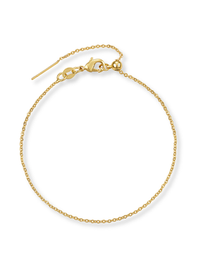 The Kinsey Designs Charm Bracelet Dainty Chain features a delicate gold-filled chain, lobster clasp, and adjustable extender, shown on a white background.