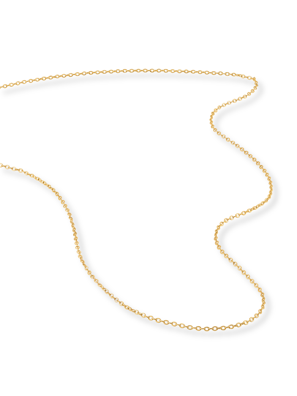 The Charm Necklace Dainty Chain by Kinsey Designs Archives features small round links in a gold filled chain, perfect for layering or as a simple charm necklace. Elegantly displayed on a white background.