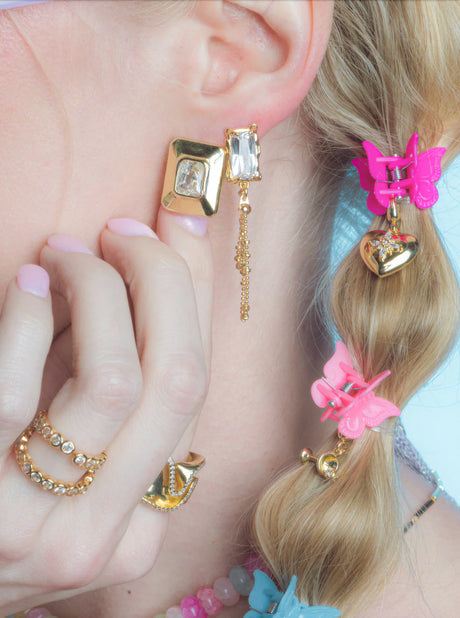 Camille Bezel Baguette Stud Earring