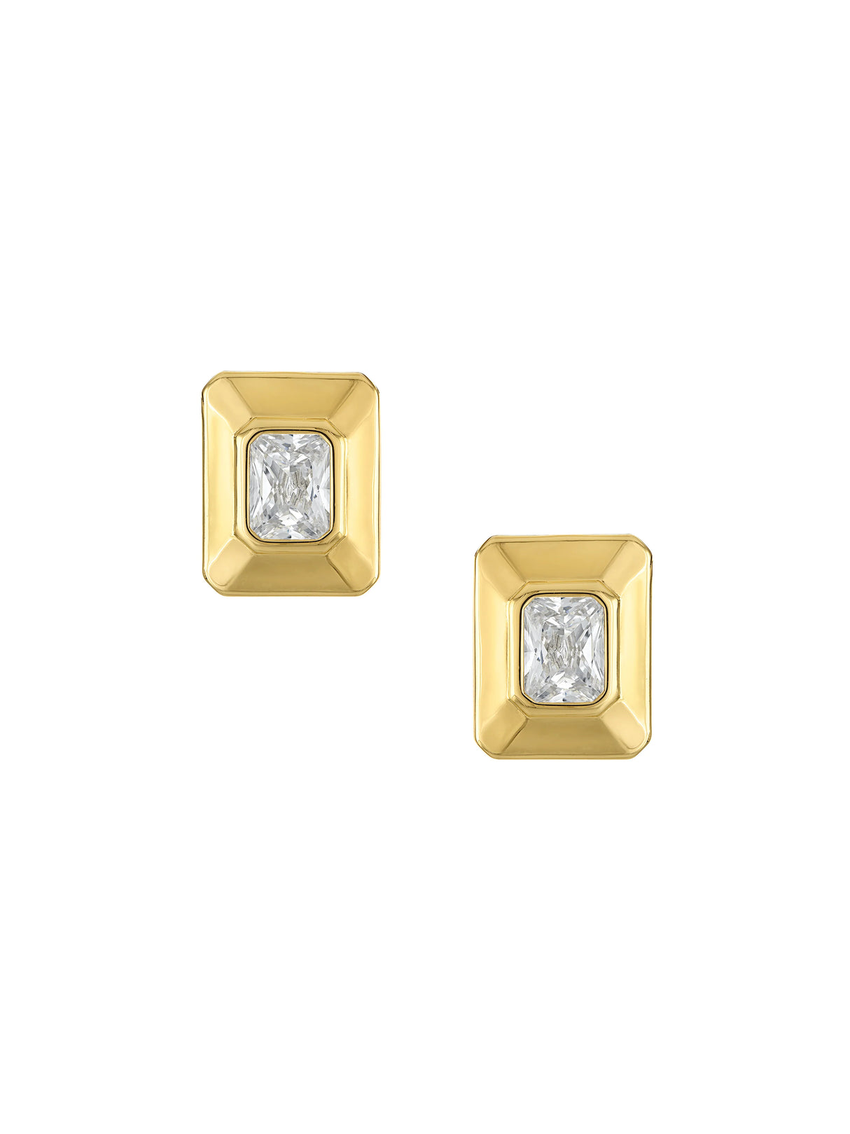 Camille Bezel Baguette Stud Earring