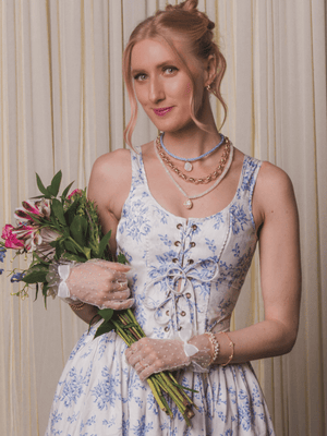 Daphne Cameo Rope Necklace Sky