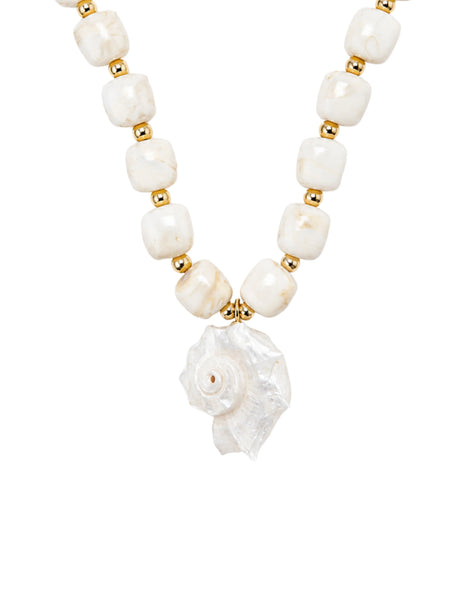 Delaney Shell Pendant Gemstone Necklace