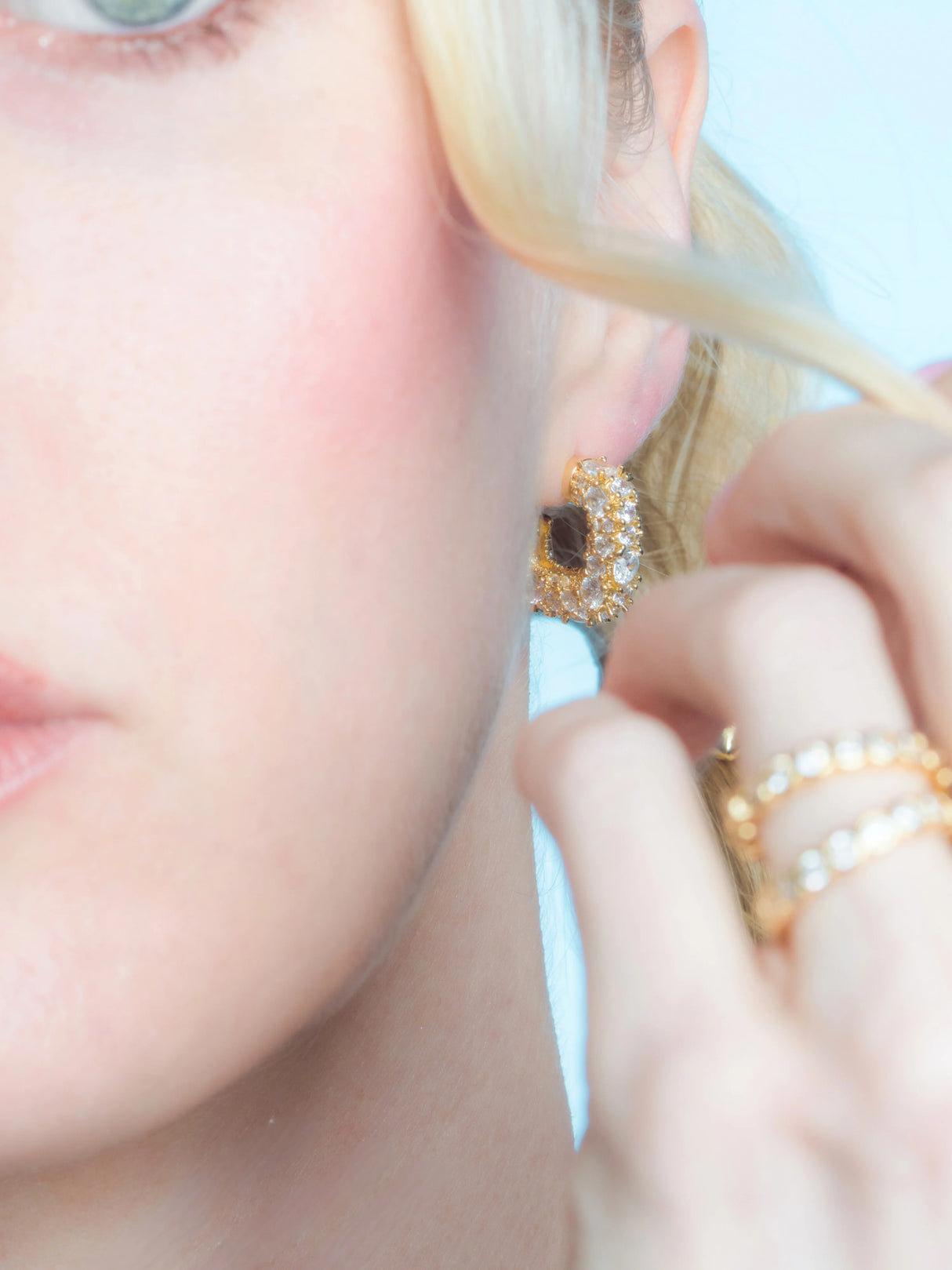 Destiny Square Pave Hoop Earring