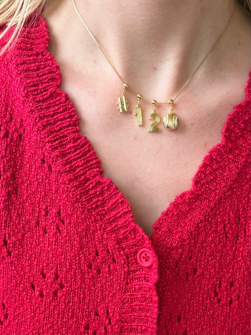 Lux Baseball Charm Necklace with Groove Grip Numbers