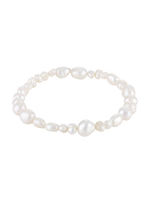 The Kinsey Designs Freshwater Pearl Stretch Anklet features irregular white freshwater pearls on an elastic band, perfect as a stylish and comfortable accessory. Shown on a white background.