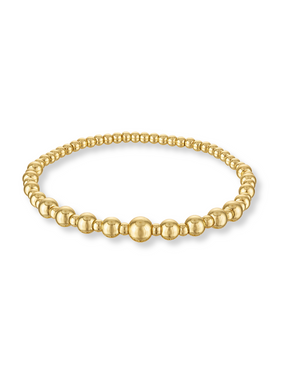 The Kinsey Designs Graduating Bead Stretch Bracelet, featuring alternating small and large round gold beads, is displayed on a white background.