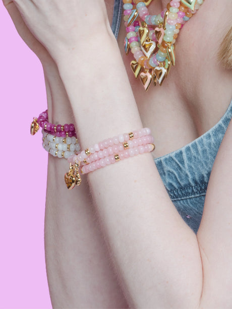 Gemstone Stretch Bead Bracelet Clear