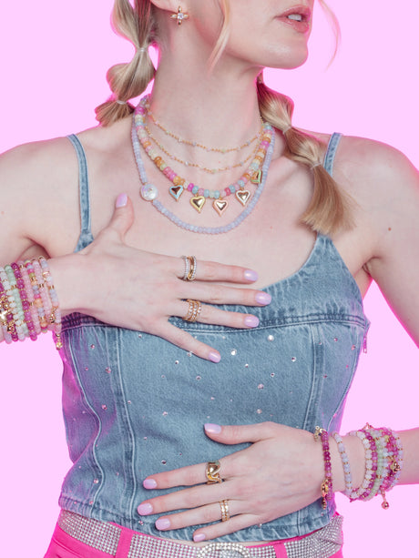 Gemstone Stretch Bead Bracelet Multicolored