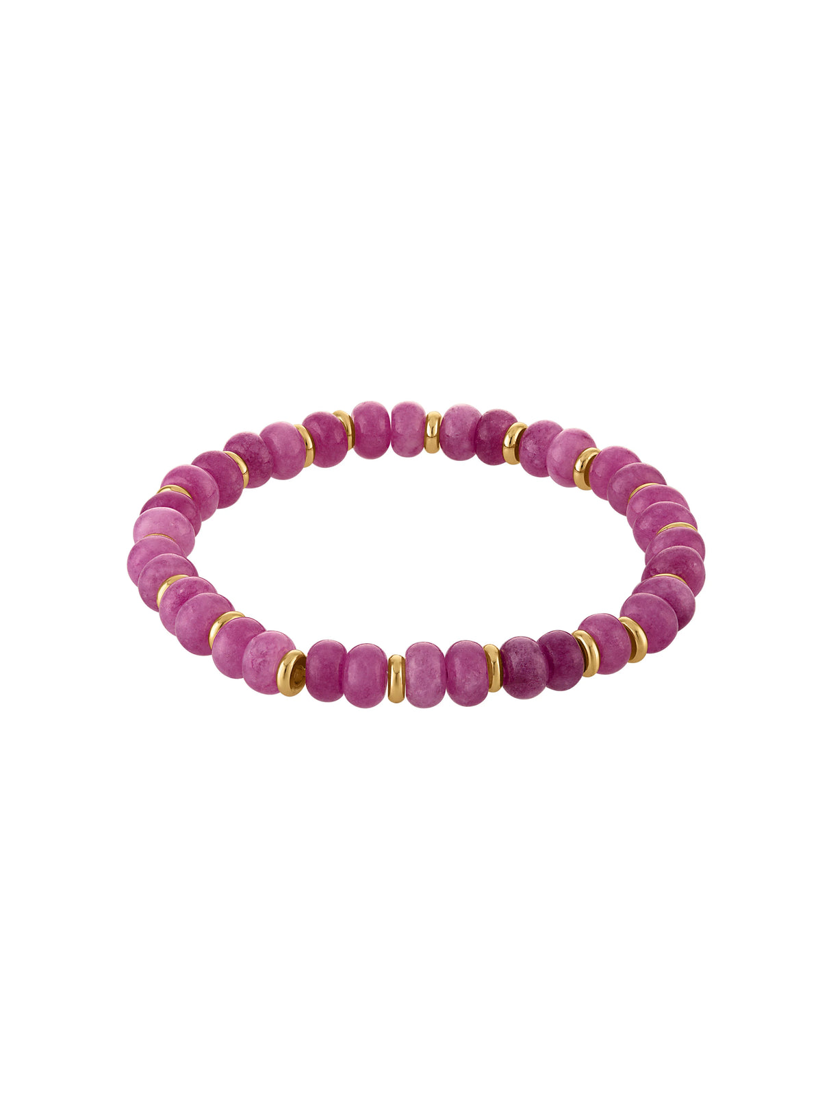 Gemstone Stretch Bead Bracelet Fuchsia