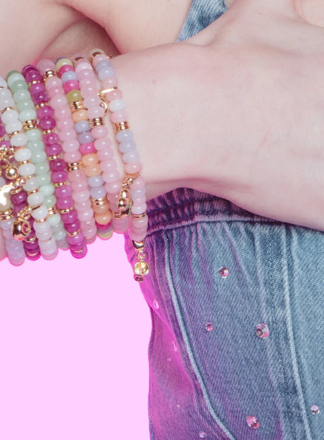 Gemstone Stretch Bead Bracelet Multicolored