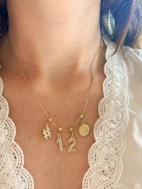 Basketball Charm Necklace with Groove Grip Numbers