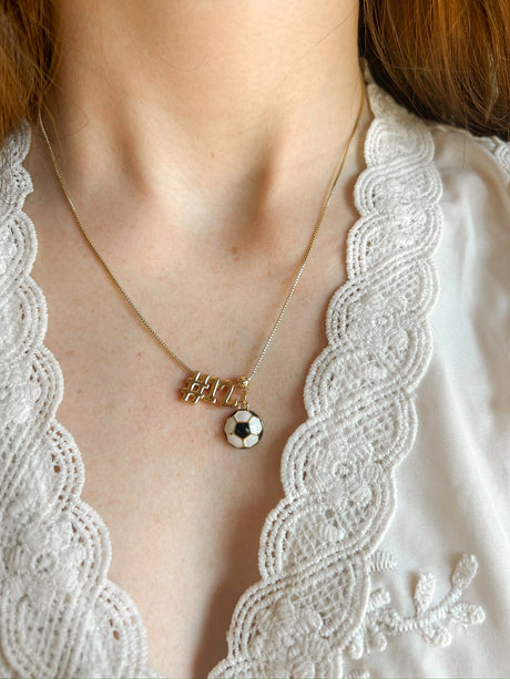 Soccer Charm Necklace with Slide Numbers
