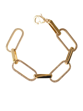 The Jameson Bracelet by Kinsey Designs features alternating plain and diamond-encrusted oval links for a luxurious, classic look, reminiscent of a cubic zirconia bracelet. Shown on a white background.