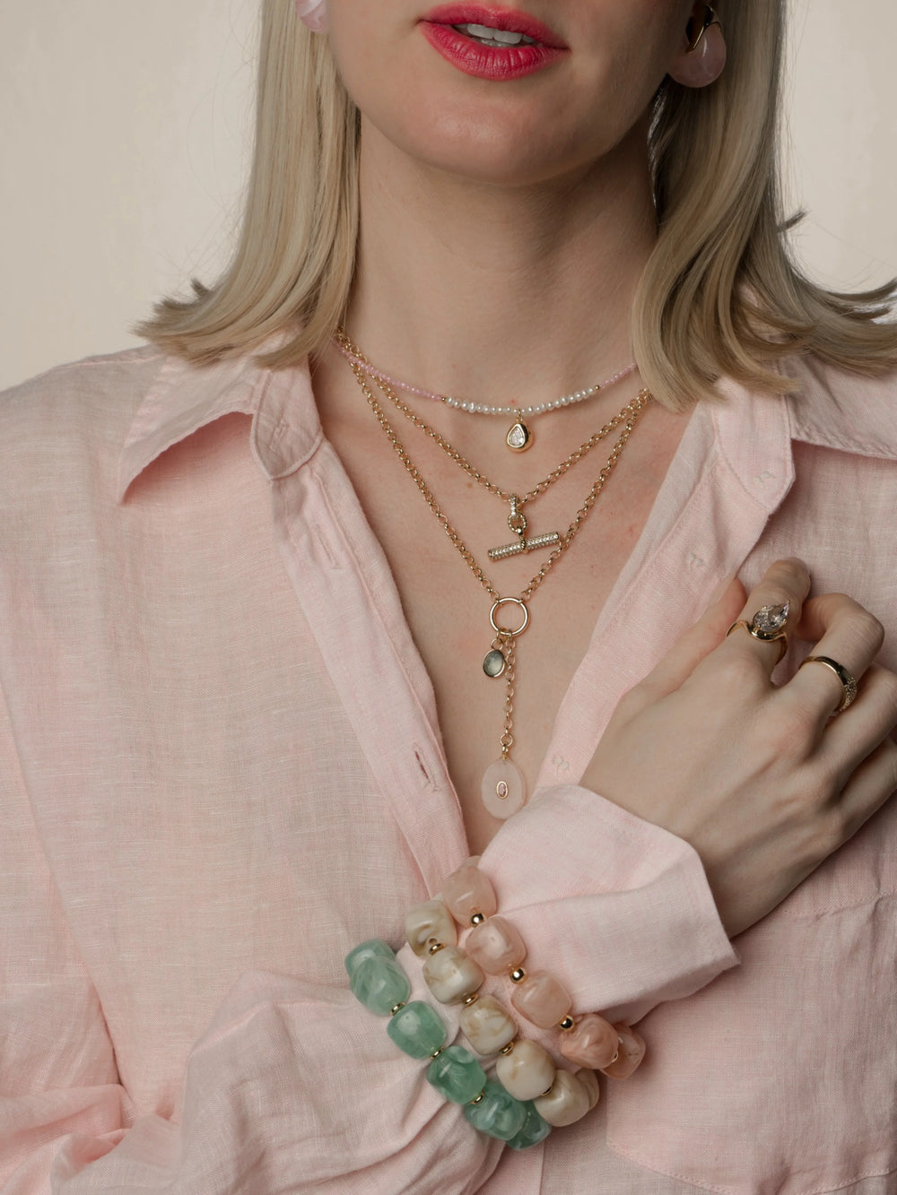 Juilette Pink Gemstone Pendant Necklace
