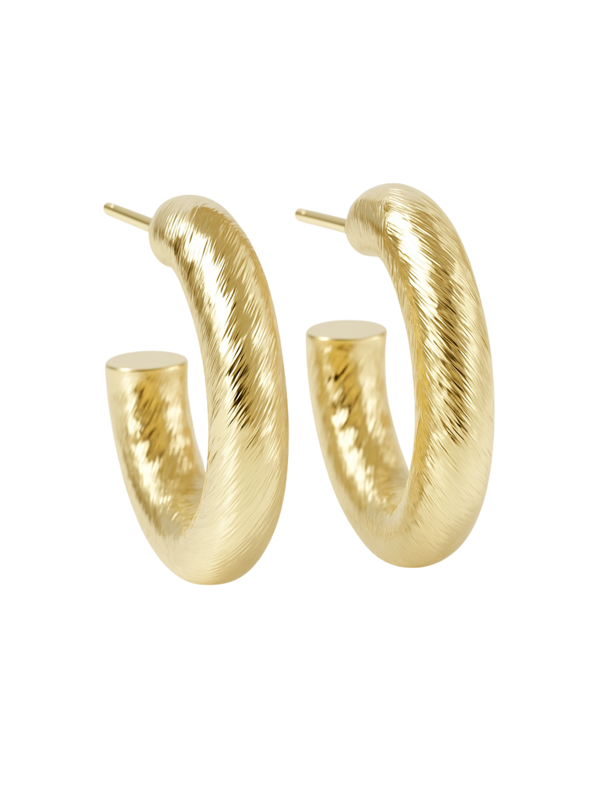 The Ladrielle Hoop by Kinsey Designs—chunky gold filled earrings with a textured, brushed finish—shown on a white background.