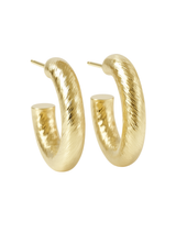 The Ladrielle Hoop by Kinsey Designs—chunky gold filled earrings with a textured, brushed finish—shown on a white background.