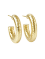 The Ladrielle Hoop by Kinsey Designs—chunky gold filled earrings with a textured, brushed finish—shown on a white background.