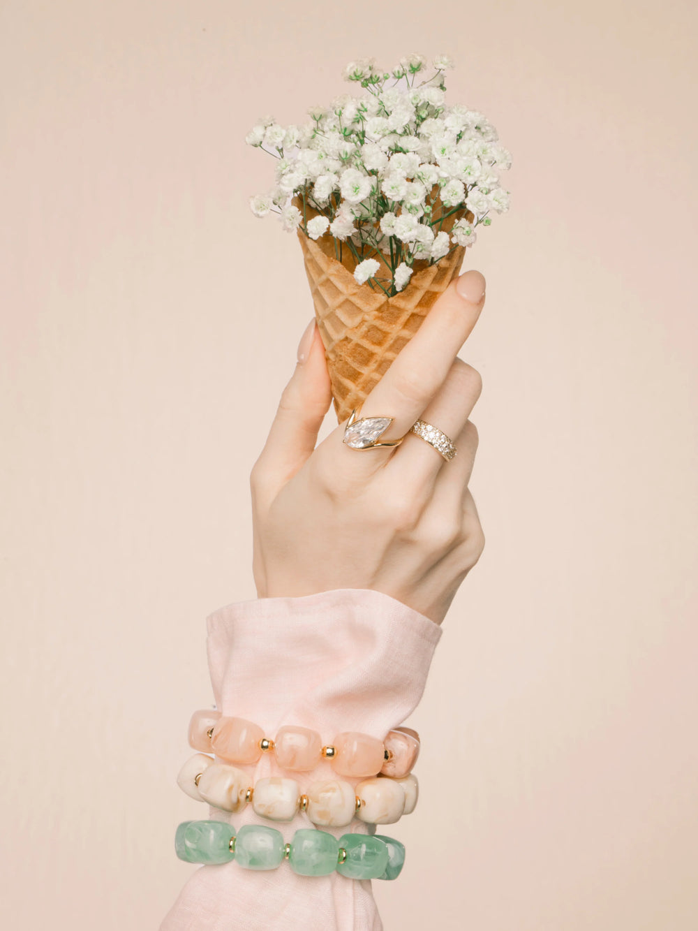 Lainey Gemstone Stretch Bracelet Sand