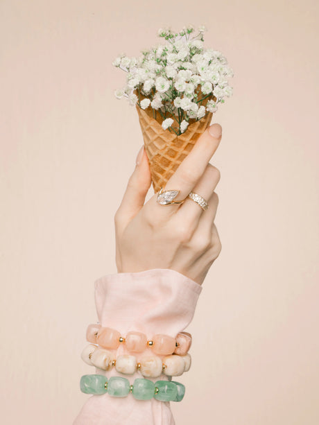 Lainey Gemstone Stretch Bracelet Sand