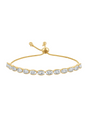 The Lowen Adjustable Bracelet by Kinsey Designs features oval-shaped clear gemstones in a single row, set on a gold adjustable chain.