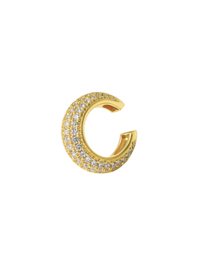 The Luce Ear Cuff by Kinsey Designs features a gold-filled finish encrusted with small sparkling diamonds, measures .5" in circumference, and is shown against a plain white background.