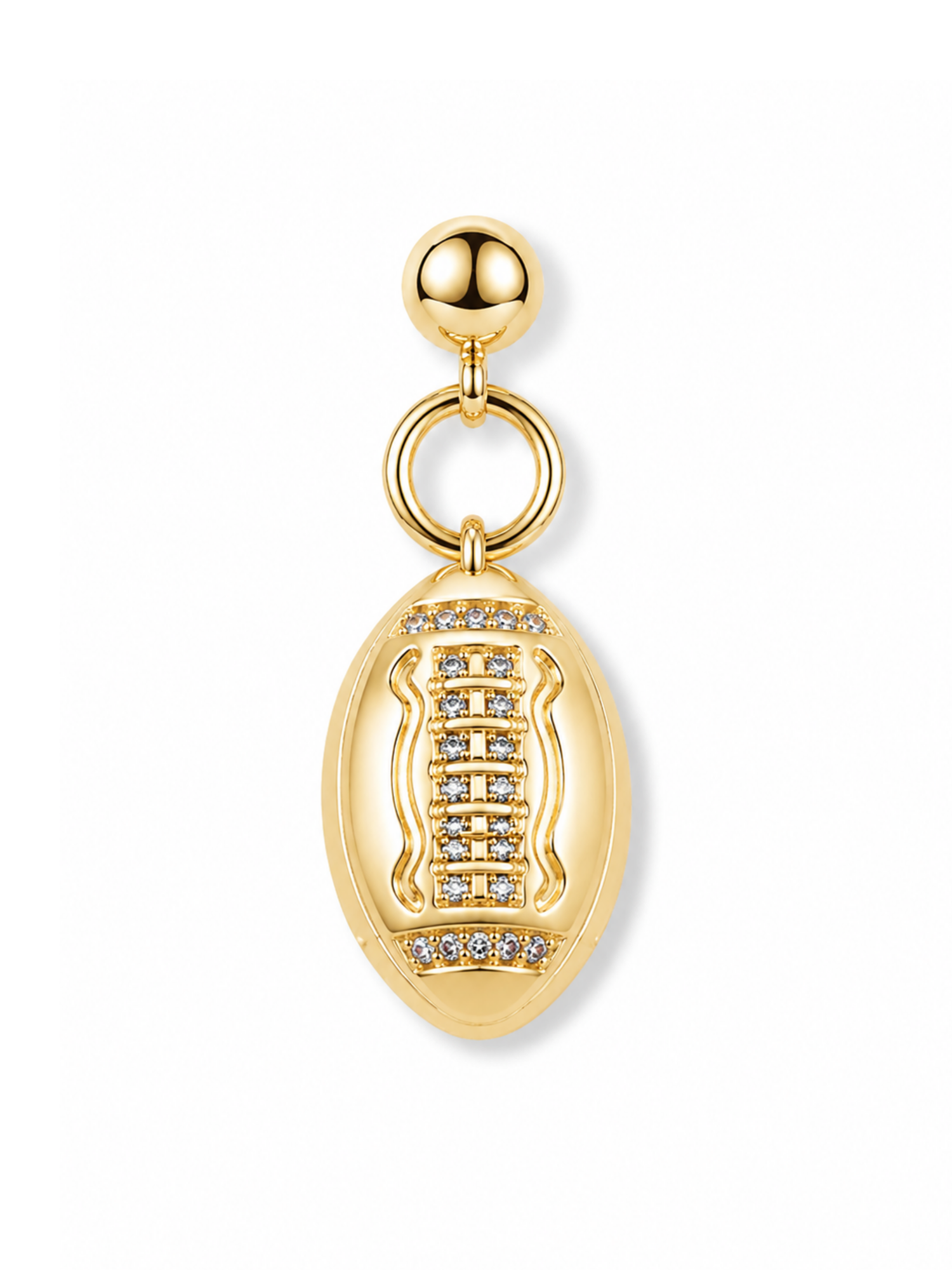 Lux Football Charm Necklace with Numbers and Rondelles