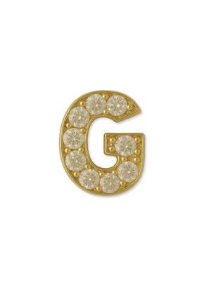 The Kinsey Designs LUX Letter Slide Charm features a "G" pendant with clear gemstones on a white background—perfect as an initial or addition to your slide charms collection.