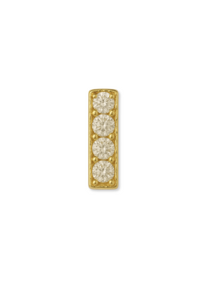 The Kinsey Designs LUX Letter Slide Charm is a gold-filled rectangular pendant, featuring four round diamonds set vertically, shown on a white background.