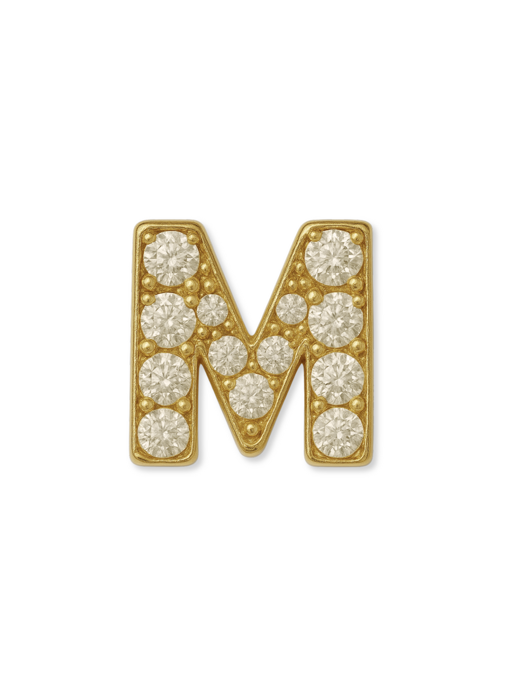 Add sparkle to your collection with the Kinsey Designs LUX Letter Slide Charm—gold filled "M" pendant encrusted with round diamonds, perfect for customizing your style.