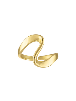 The Lilah Wave Ring by Kinsey Designs features an open, curved, and wavy gold design shown on a plain white background.