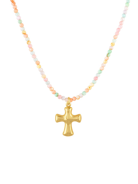 Lilly Pastel Gemstone Cross Necklace