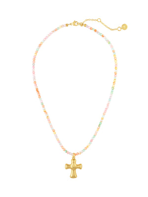 Lilly Pastel Gemstone Cross Necklace