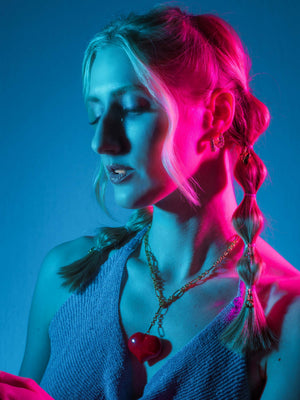 Lizzie Red Heart Lariat Necklace