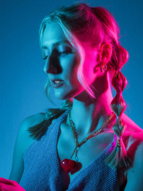 Lizzie Red Heart Lariat Necklace