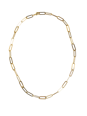 The Maeve Necklace by Kinsey Designs features elongated gold-filled oval links and a small clasp, shown on a white background.