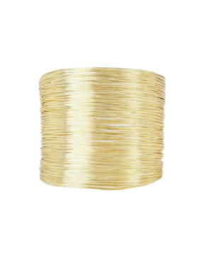 The Mesheyl Cuff by Kinsey Designs features thin gold-filled wire coils in a cylindrical shape, ideal for crafting unique earrings or finding inspiration at a sample sale.