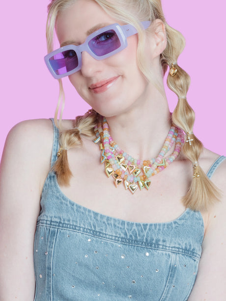 McGuire Multi Heart Charm Necklace