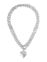 Poppy Puffy Heart Necklace Silver