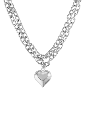 Poppy Puffy Heart Necklace Silver