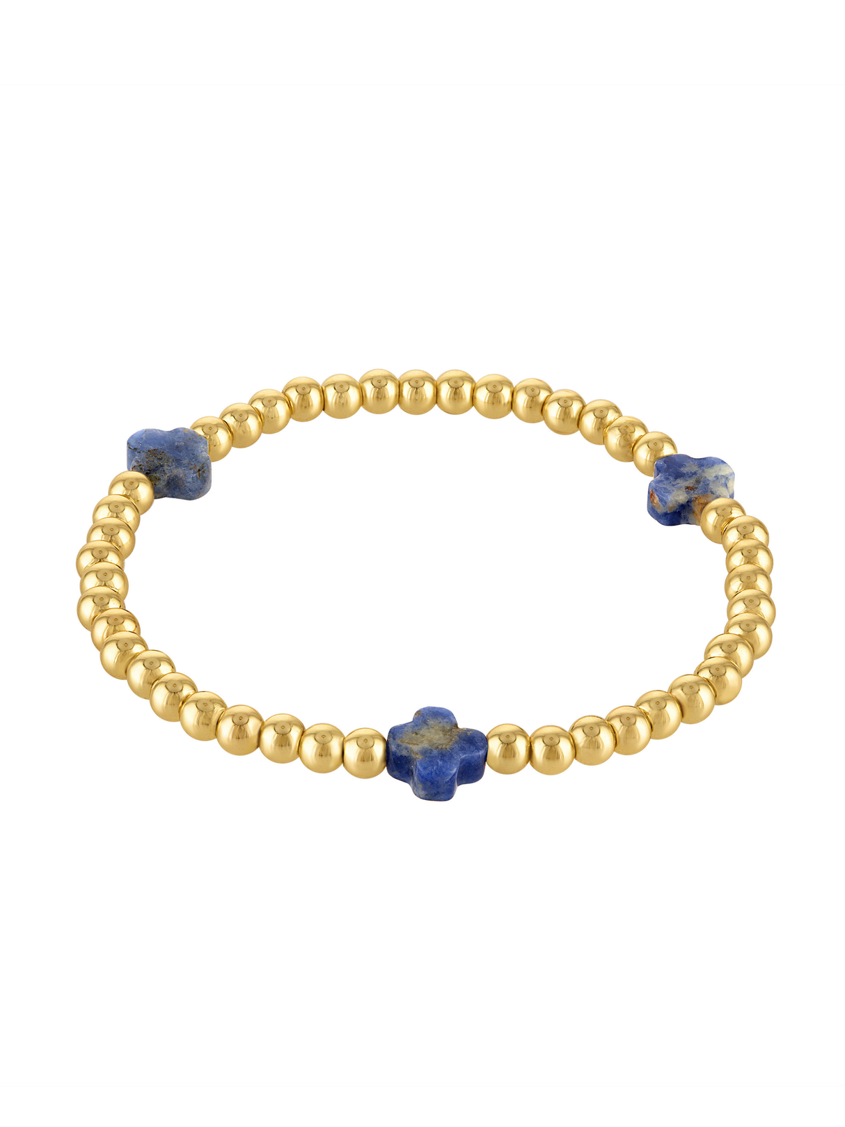 Quatrefoil Stretch Bracelet 4mm Lapis
