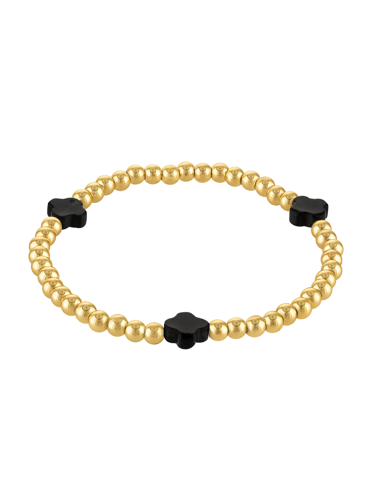 Quatrefoil Stretch Bracelet 4mm Onyx
