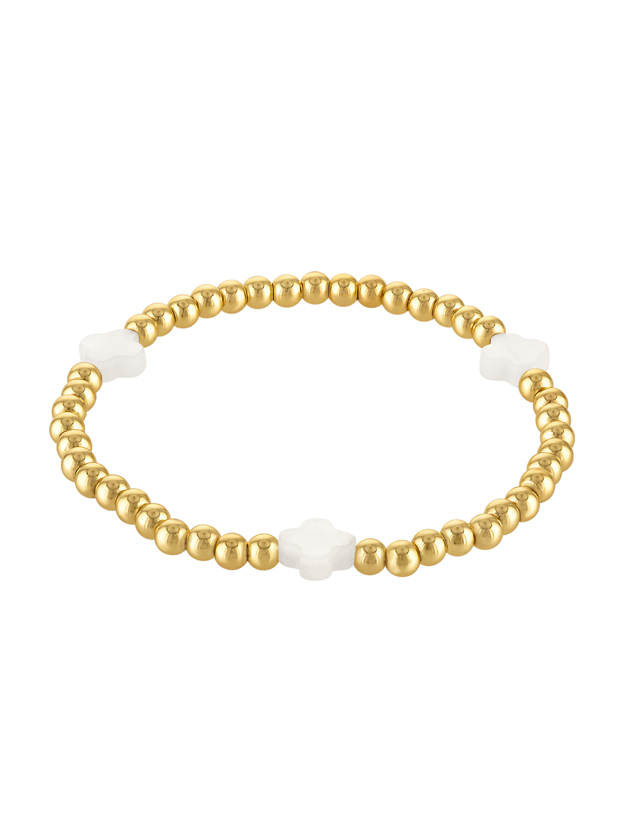 Quatrefoil Stretch Bracelet 4mm Quartz