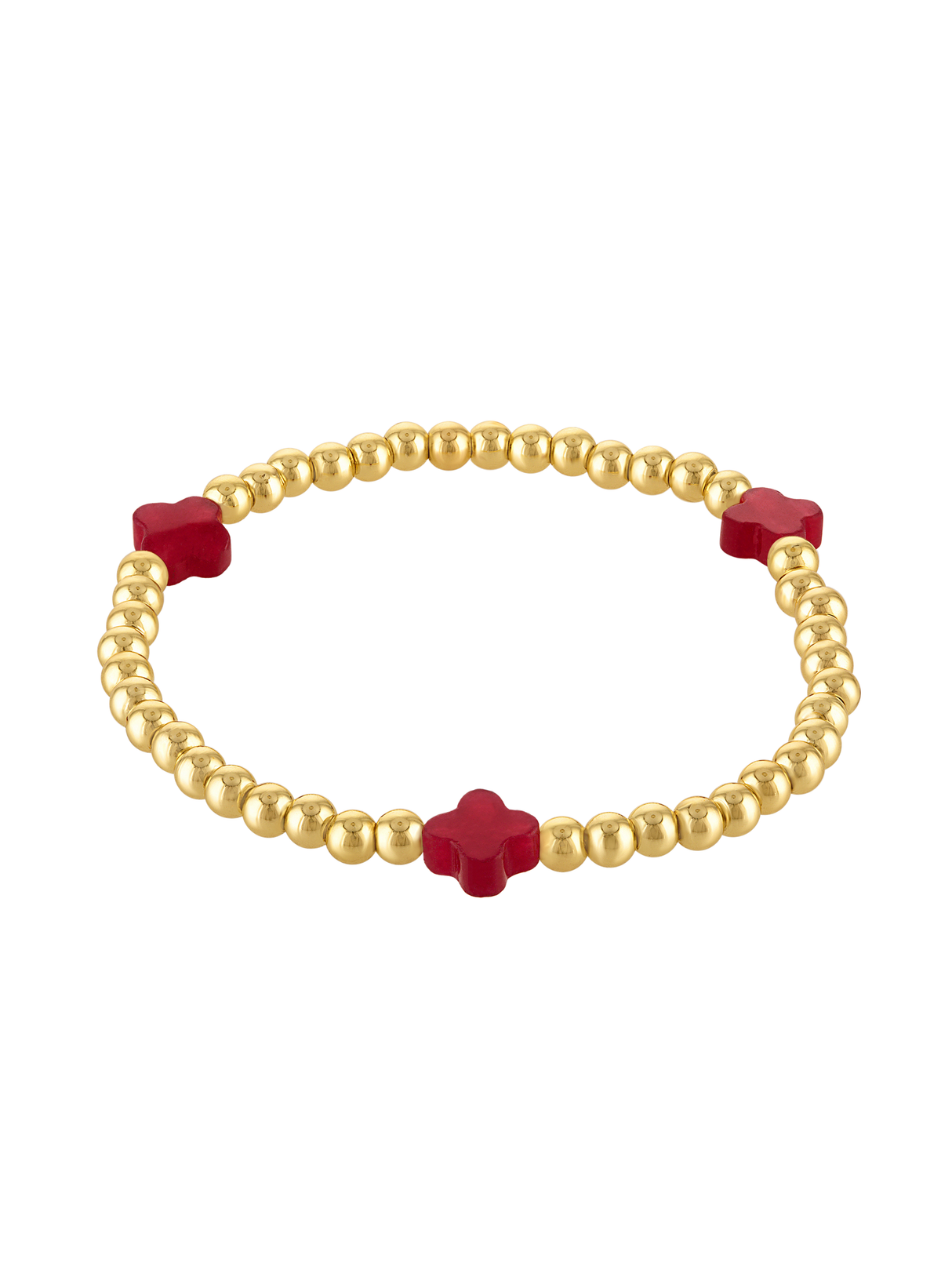 Quatrefoil Stretch Bracelet 4mm Red