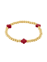 Quatrefoil Stretch Bracelet 4mm Red
