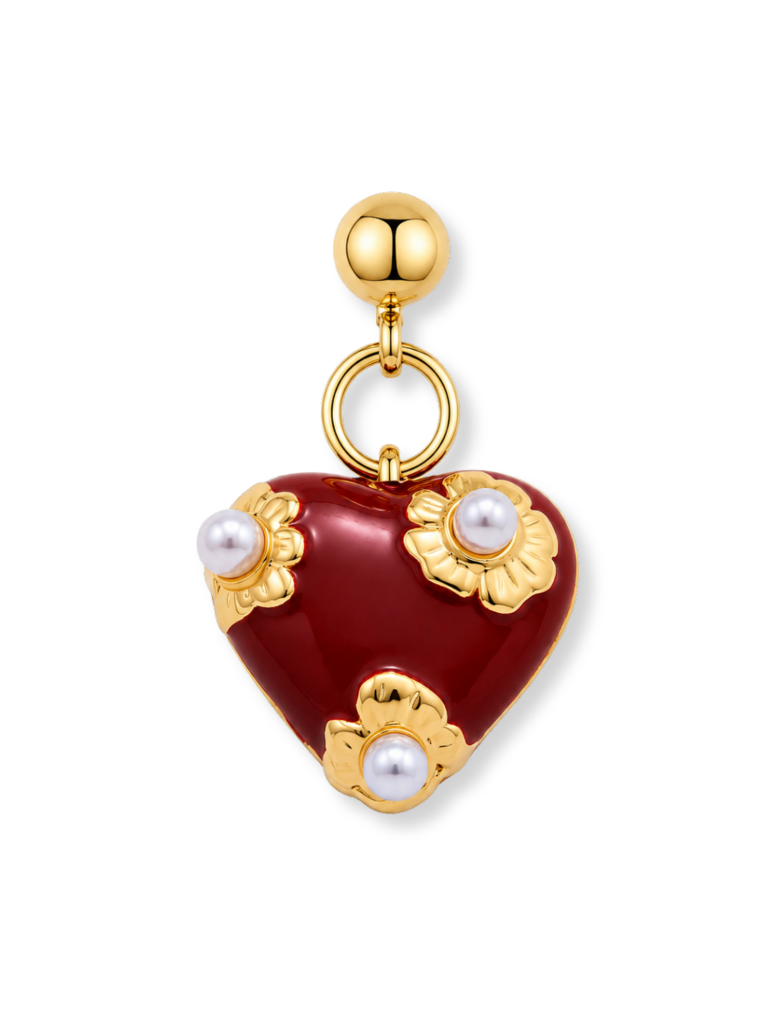 Red Pearl Heart Grip Charm