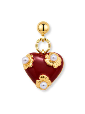 Red Pearl Heart Grip Charm