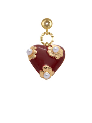Red Pearl Heart Grip Charm
