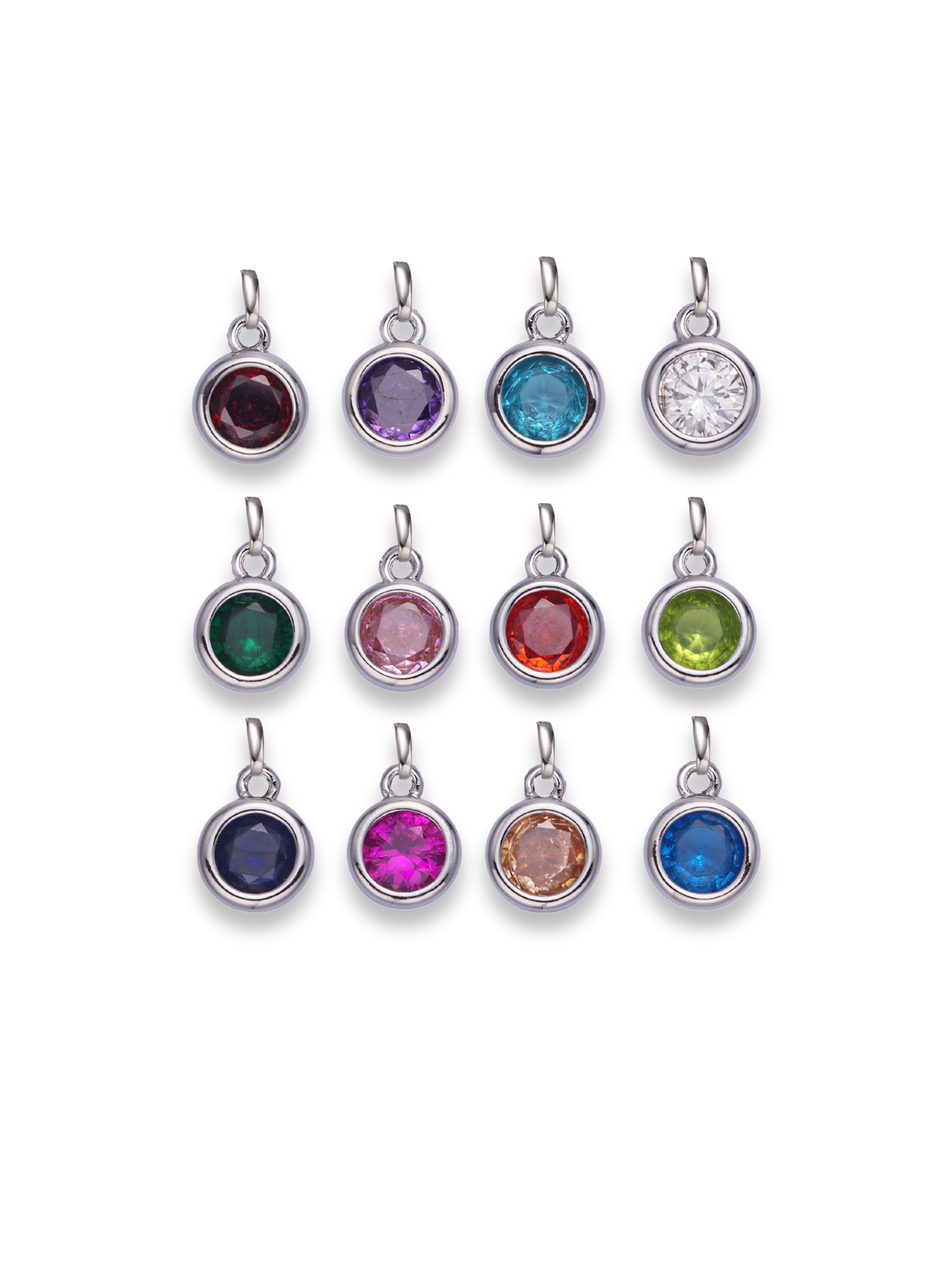 Silver Bezel Birthstone Clip Charm
